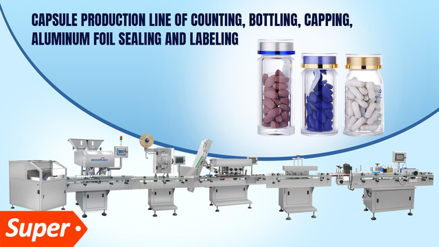 16 Channel Capsule Counting-Bottling-Desiccant Input-Capping-Magnetic Fluid Sealing-Labeling Packaging Line 