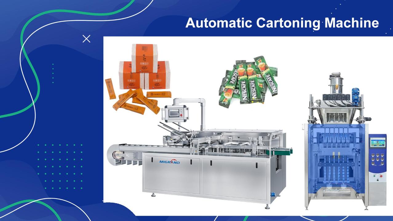 Production Line of Multi-row Vertical Sachet Packing Machine And Multi-bag Cartoning Machine Export To Europe