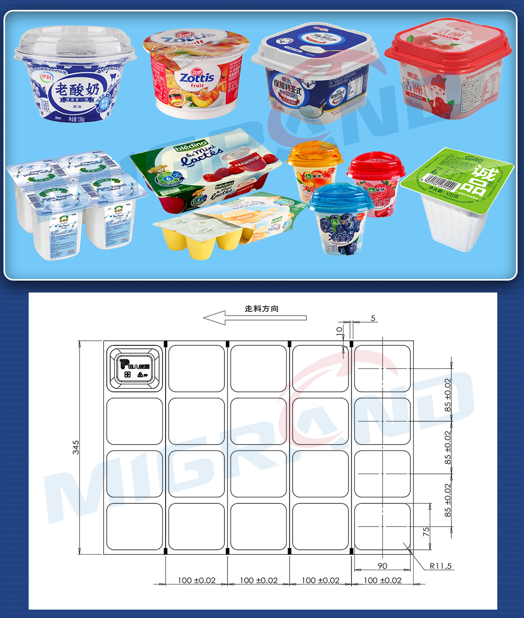 PP blister packing machine sample and Design drawing