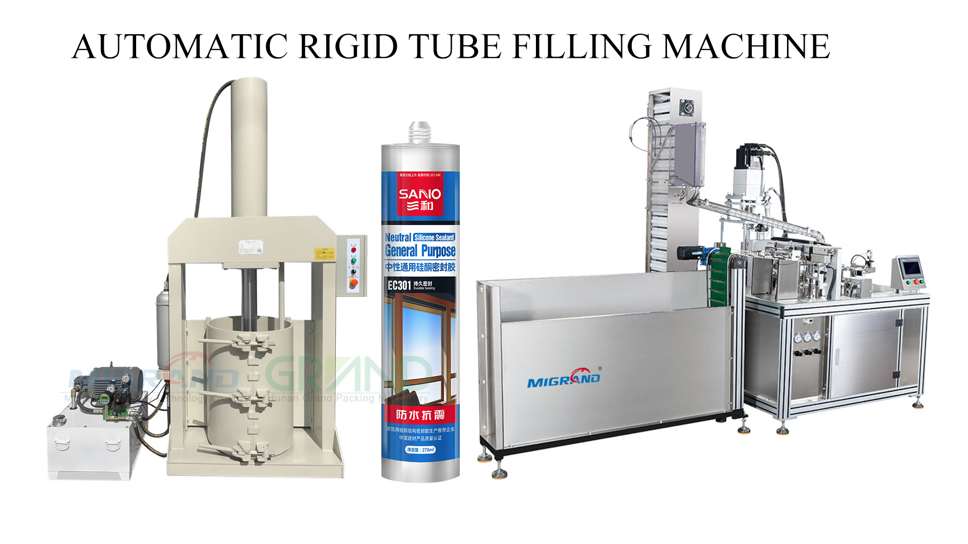 AUTOMATIC RIGID TUBE FILLING MACHINE with hydraulic feeder